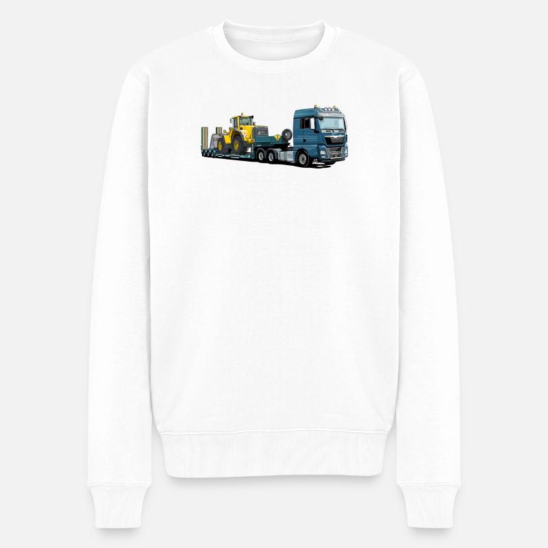 Tieflader mit Bagger - Männer Premium Bio Pullover - Weiß
