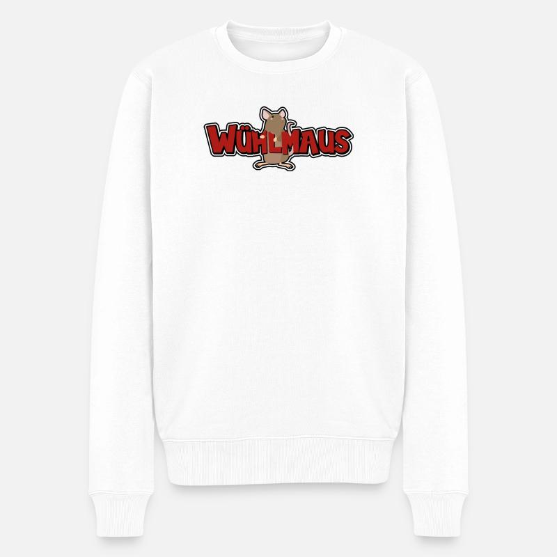 Wühlmaus - Männer Premium Bio Pullover - Weiß