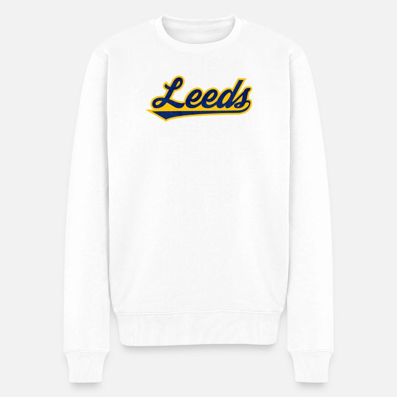 Lettrage Leeds Uk - Pull Premium bio Homme - blanc