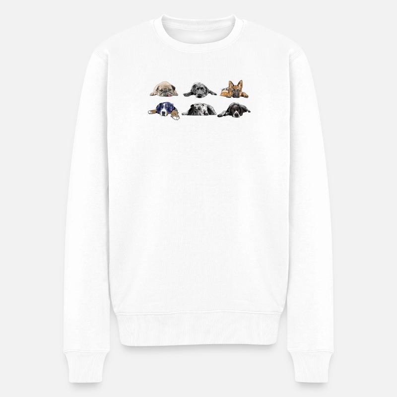 Carlin Labrador Berger allemand Bouledogue Bernois Pointer - Pull Premium bio Homme - blanc