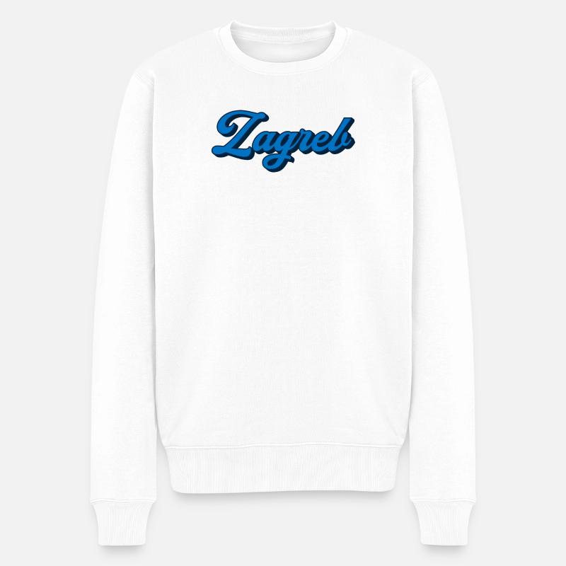 Zagreb Script Logo Style - Pull Premium bio Homme - blanc