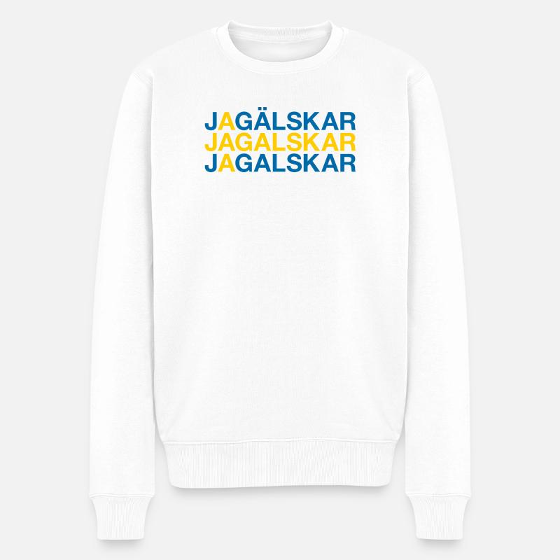 I LOVE SWEDEN Suède Drapeau - Pull Premium bio Homme - blanc