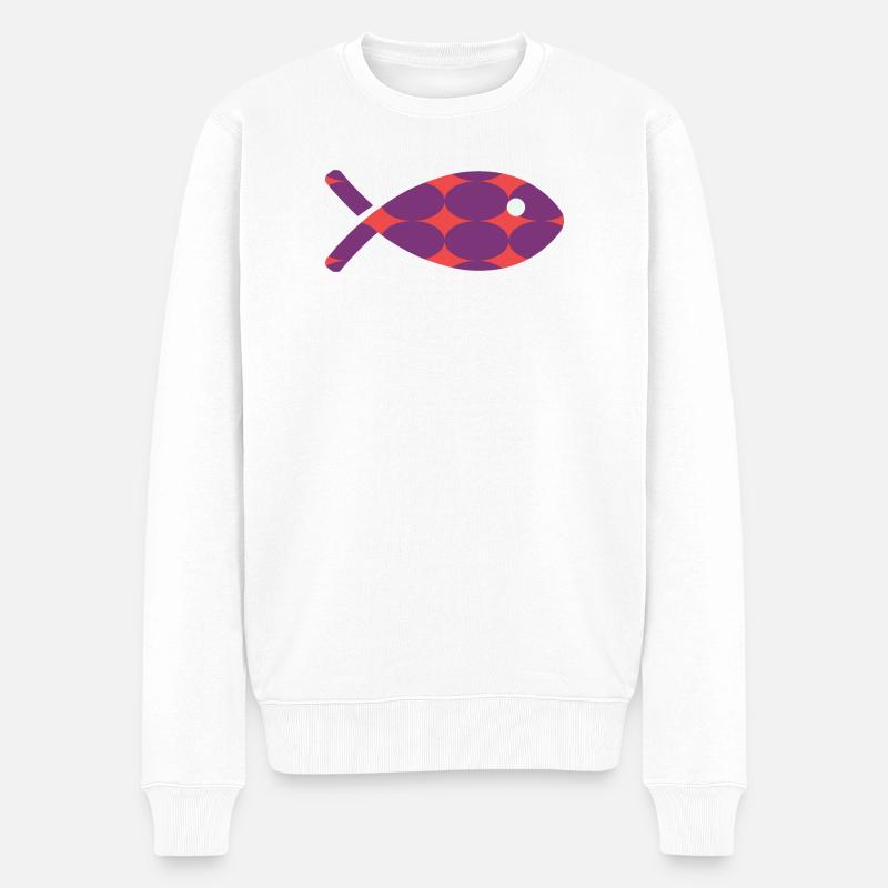 FISCH. GEDÄCHTNIS. SARDINE. APRILSCHERZ - Männer Premium Bio Pullover - Weiß