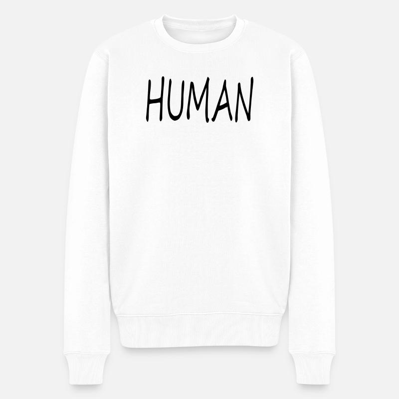 Schriftzug Human LGBT - Männer Premium Bio Pullover - Weiß