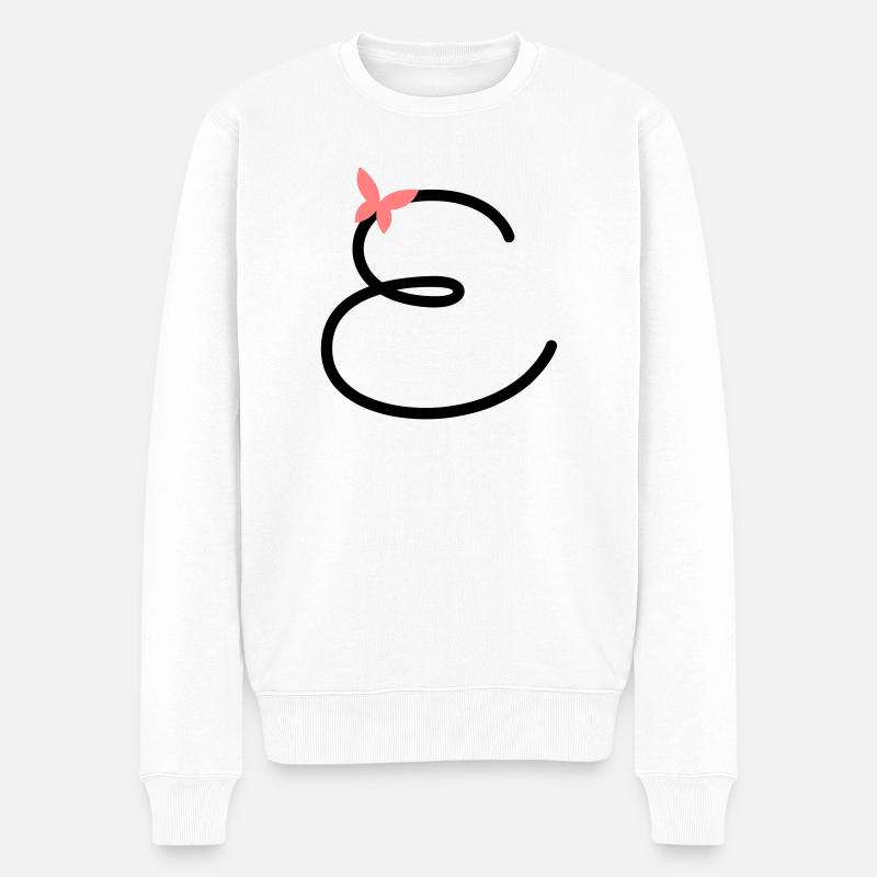 Lettre E Papillon Lettre - Pull Premium bio Homme - blanc