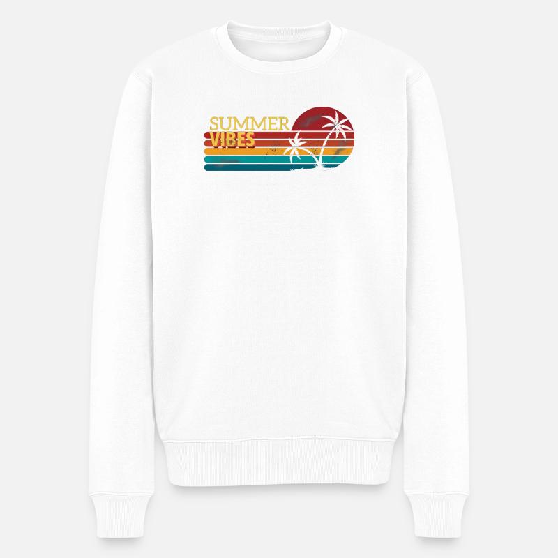 Vintage Couchers de soleil d’été Design - Pull Premium bio Homme - blanc