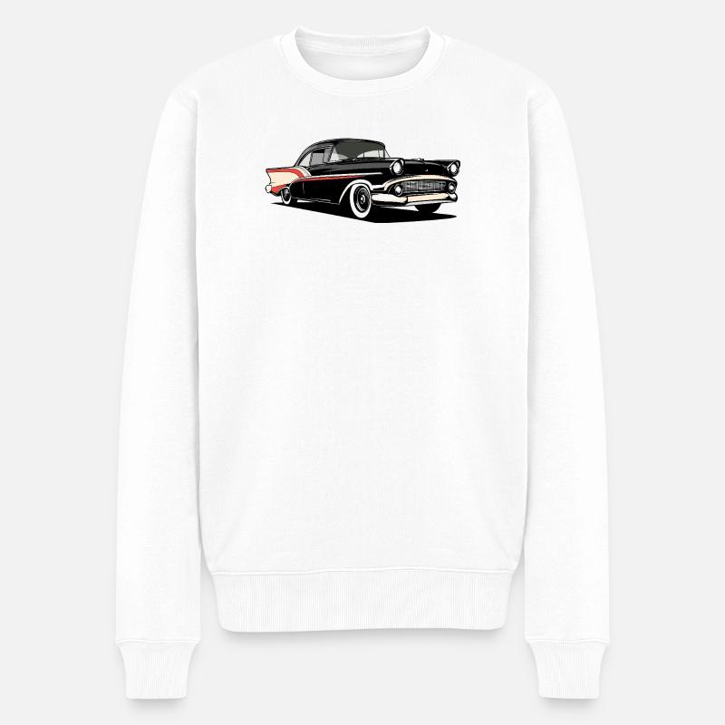Retro Auto Illustration - Männer Premium Bio Pullover - Weiß