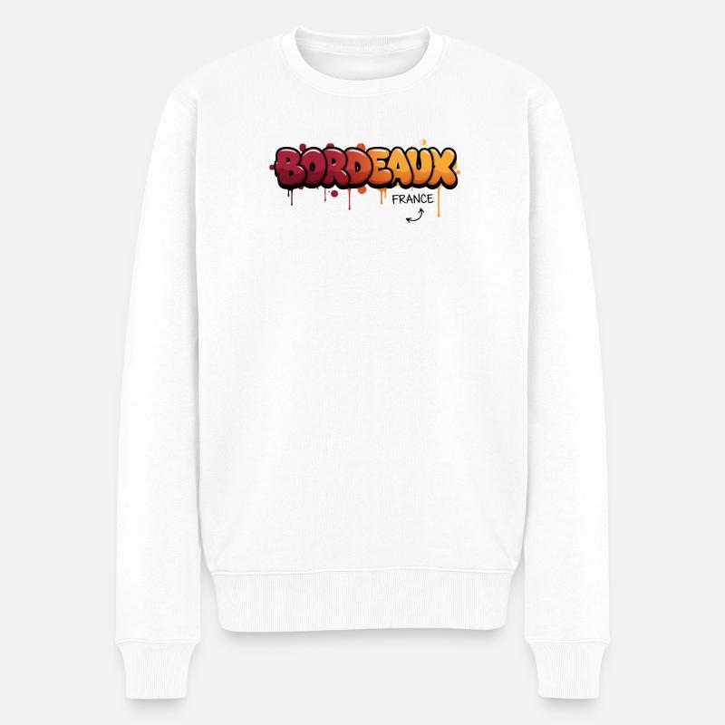Bordeaux Graffiti Stadtlogo - Männer Premium Bio Pullover - Weiß