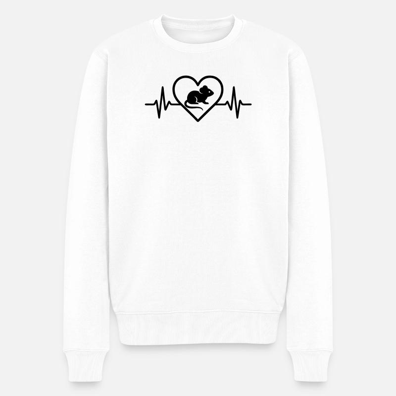 Maus Herz - Männer Premium Bio Pullover - Weiß