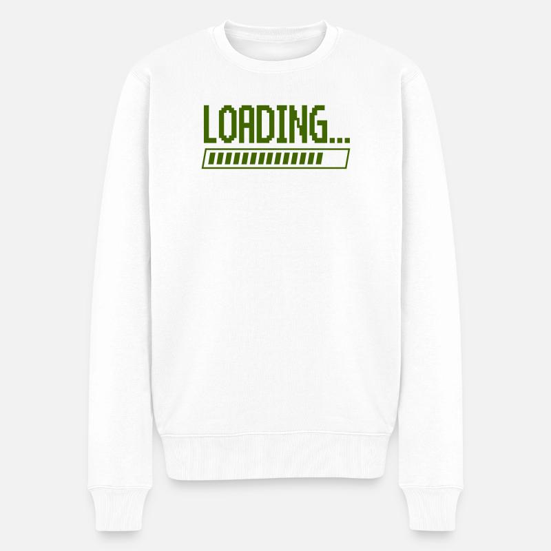 Ladebalken Pixel-Design - Männer Premium Bio Pullover - Weiß