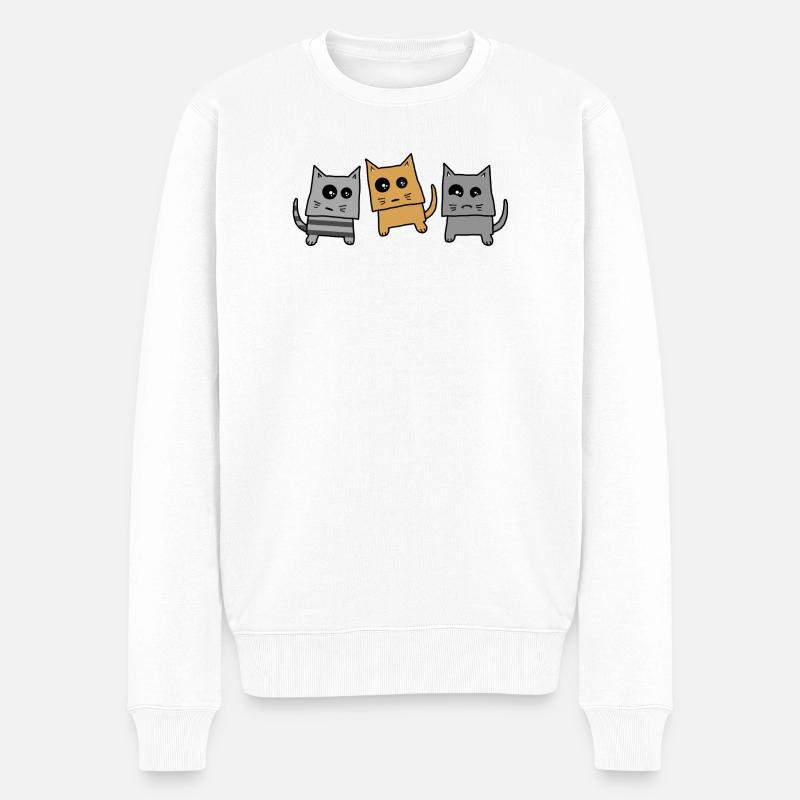 Katzengang - Männer Premium Bio Pullover - Weiß