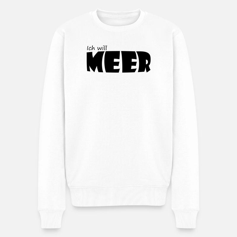 ICH WILL MEER - Männer Premium Bio Pullover - Weiß