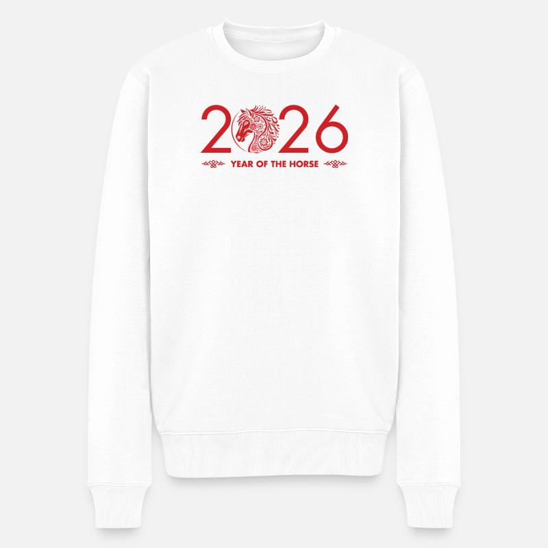 Nouvel an chinois du cheval 2026 - Pull Premium bio Homme - blanc