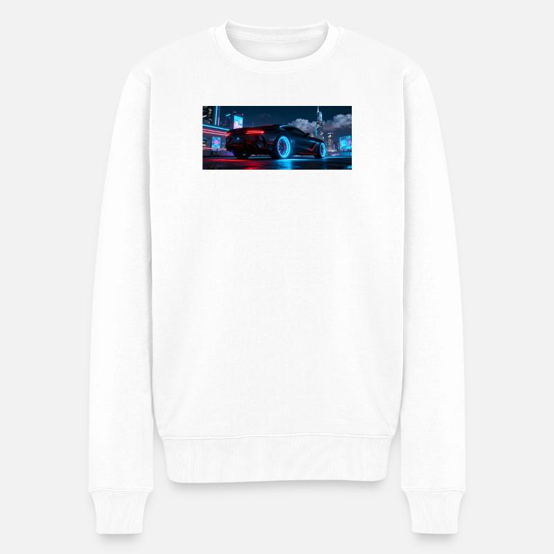 Neonflitzer Stadtnacht - Männer Premium Bio Pullover - Weiß