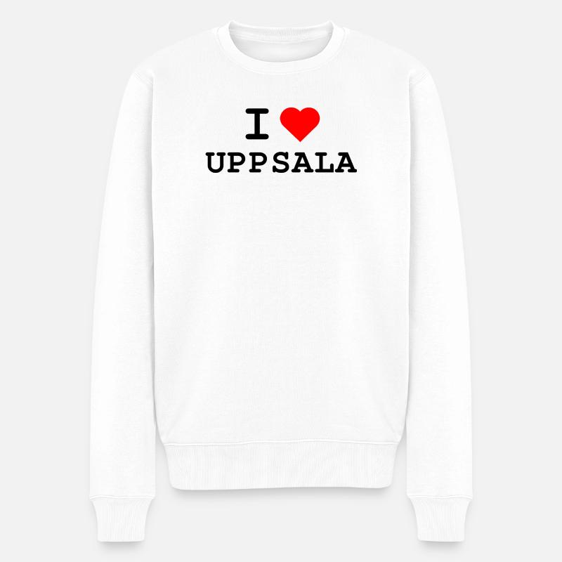 I love Uppsala - Männer Premium Bio Pullover - Weiß