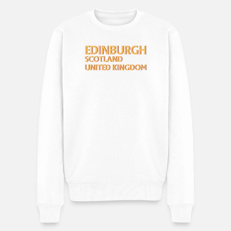 Edinburgh – Schottland Textdesign - Männer Premium Bio Pullover - Weiß