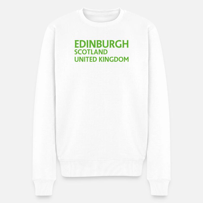 Edinburgh – Schottland Textdesign - Männer Premium Bio Pullover - Weiß