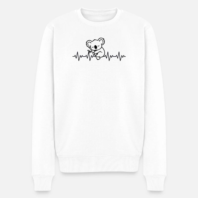 Koala EKG Herzschlag - Männer Premium Bio Pullover - Weiß