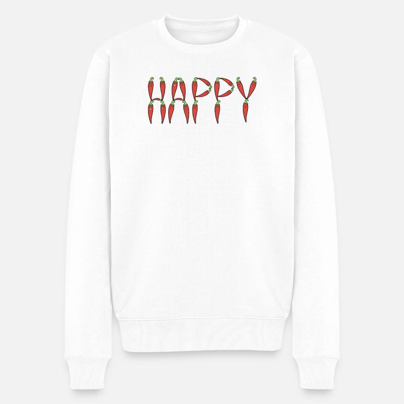 Chili-Happy - Männer Premium Bio Pullover - Weiß