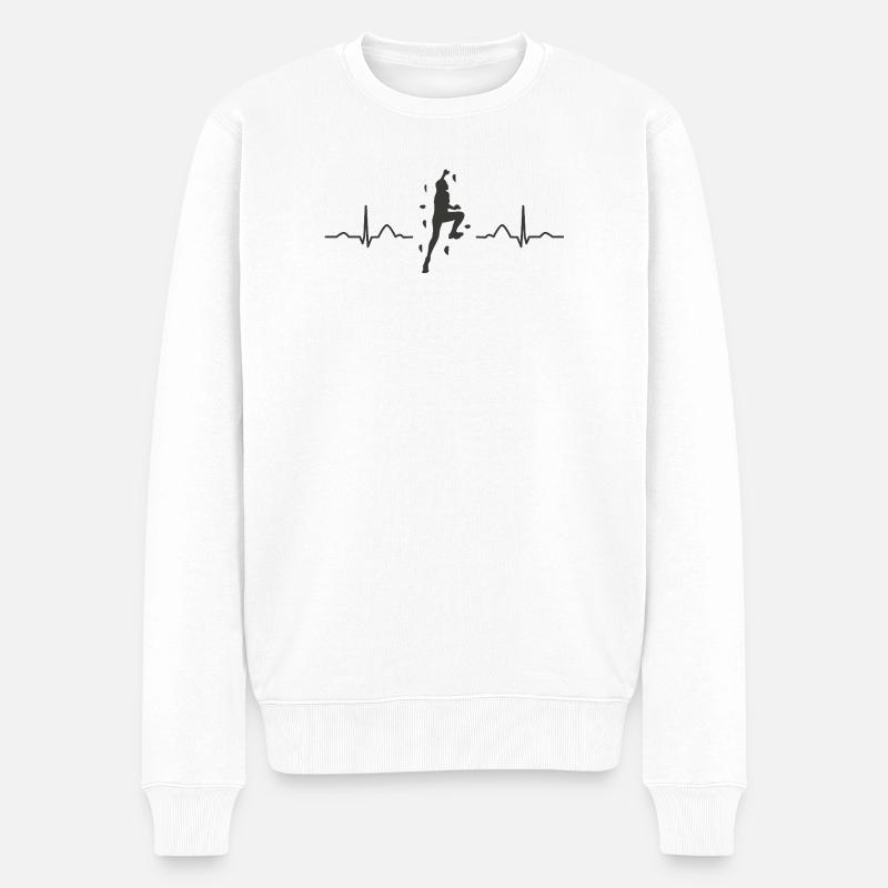 Boulderer Herzschlag Boulder Bouldern - Männer Premium Bio Pullover - Weiß