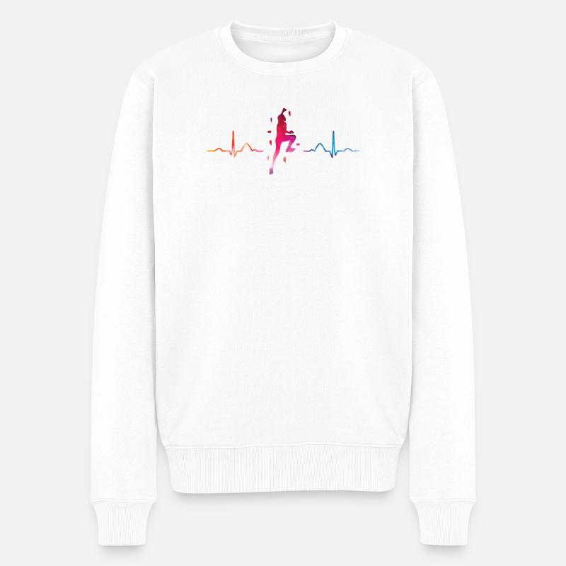 Boulderer Herzschlag Boulder Bouldern - Männer Premium Bio Pullover - Weiß