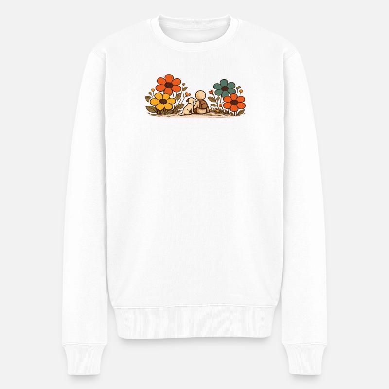 Der kleine Gedanke | Beste Freunde - Männer Premium Bio Pullover - Weiß