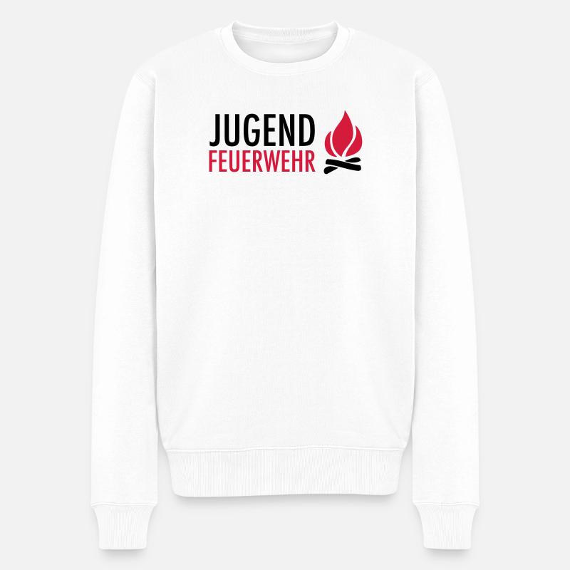 Jugend Feuerwehr mit Flamme - Männer Premium Bio Pullover - Weiß