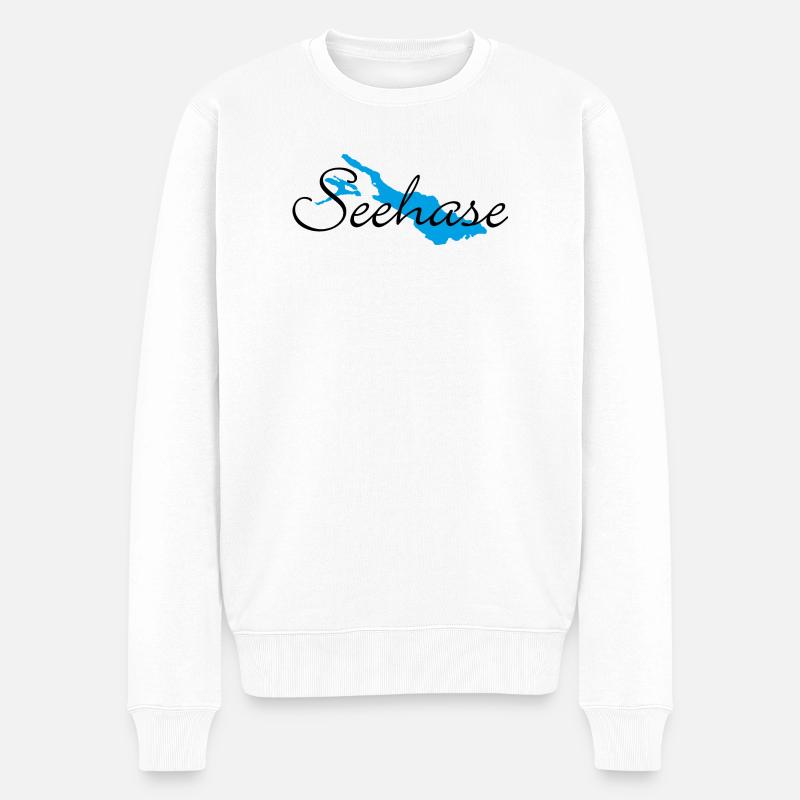 Seehase vom Bodensee für helle Shirts - Männer Premium Bio Pullover - Weiß