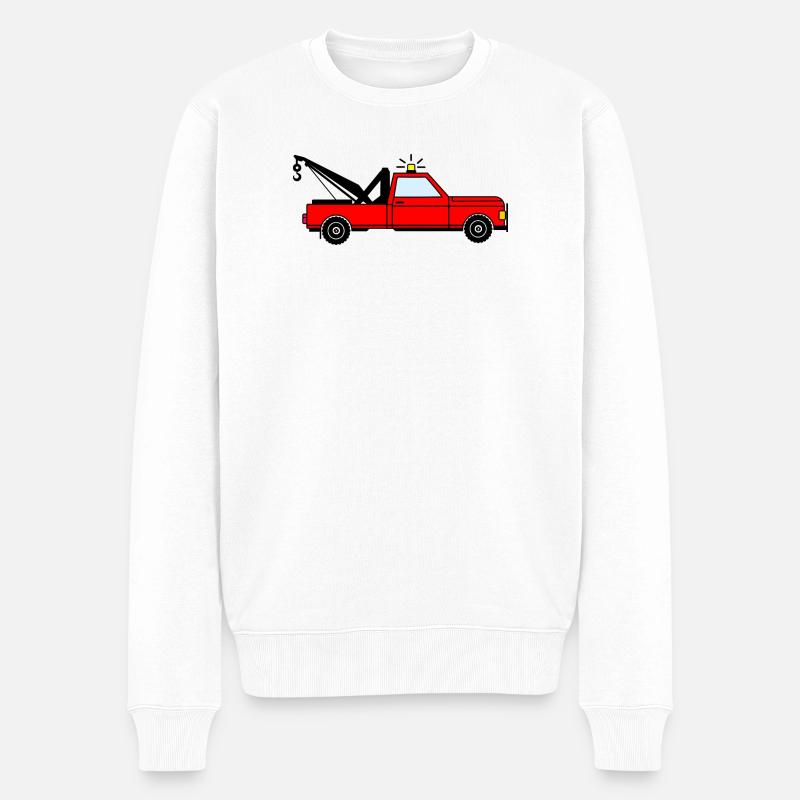 Abschleppwagen rot - Männer Premium Bio Pullover - Weiß