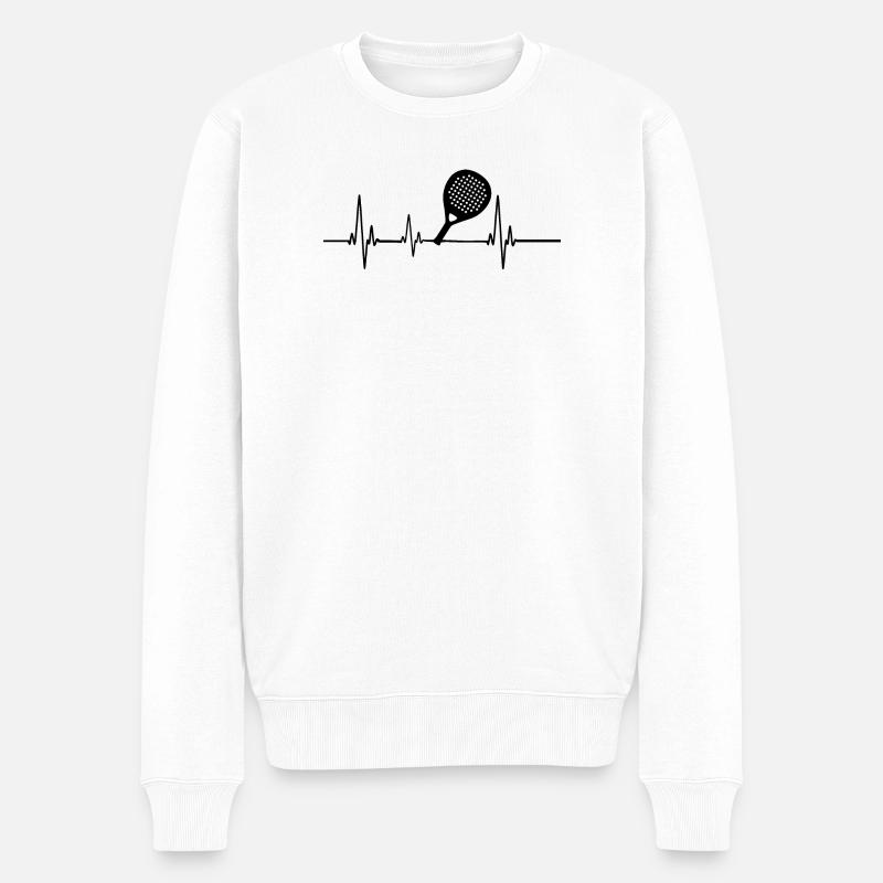 Padel Heartbeat design noir - Pull Premium bio Homme - blanc