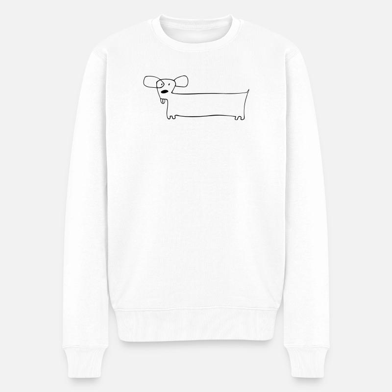 01 Hündchen Lang - Männer Premium Bio Pullover - Weiß