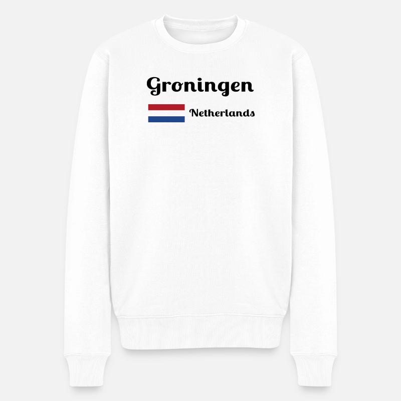 Groningen Niederlande - Stilvolle Drucke - Männer Premium Bio Pullover - Weiß