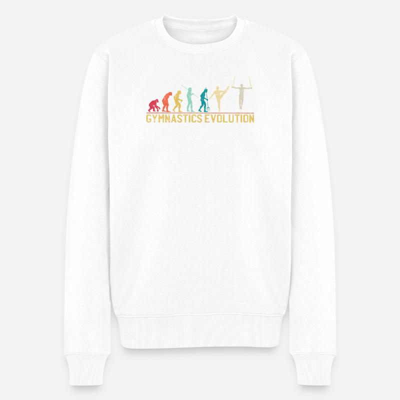 Gymnastik Evolution Grafik T-Shirt - Männer Premium Bio Pullover - Weiß