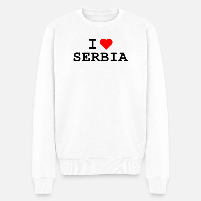 Ich liebe Serbien - I love Serbia - Männer Premium Bio Pullover - Weiß