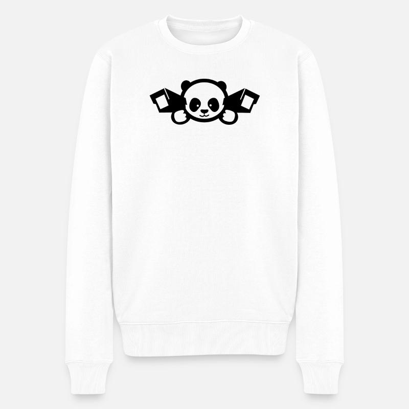 Cute Surveillance Panda – China Satire - Männer Premium Bio Pullover - Weiß