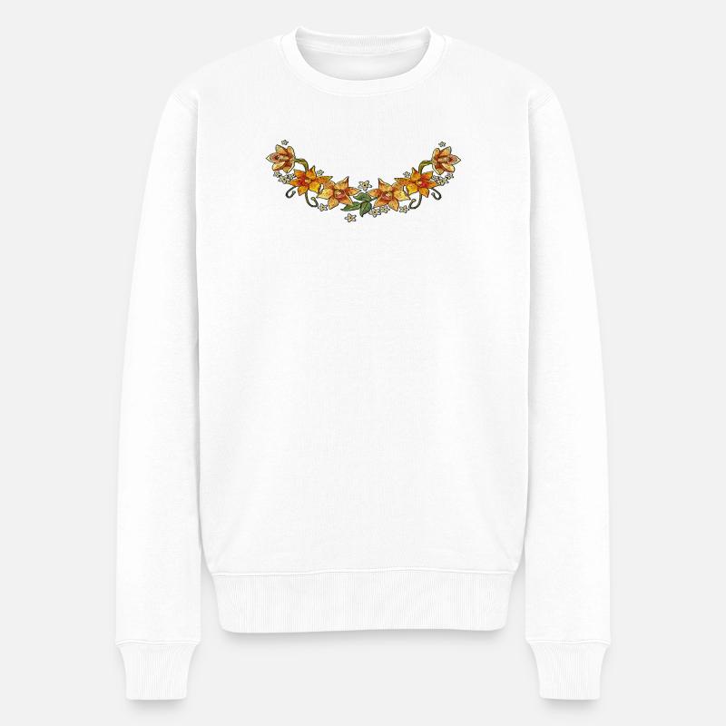 Blumenranke - Männer Premium Bio Pullover - Weiß