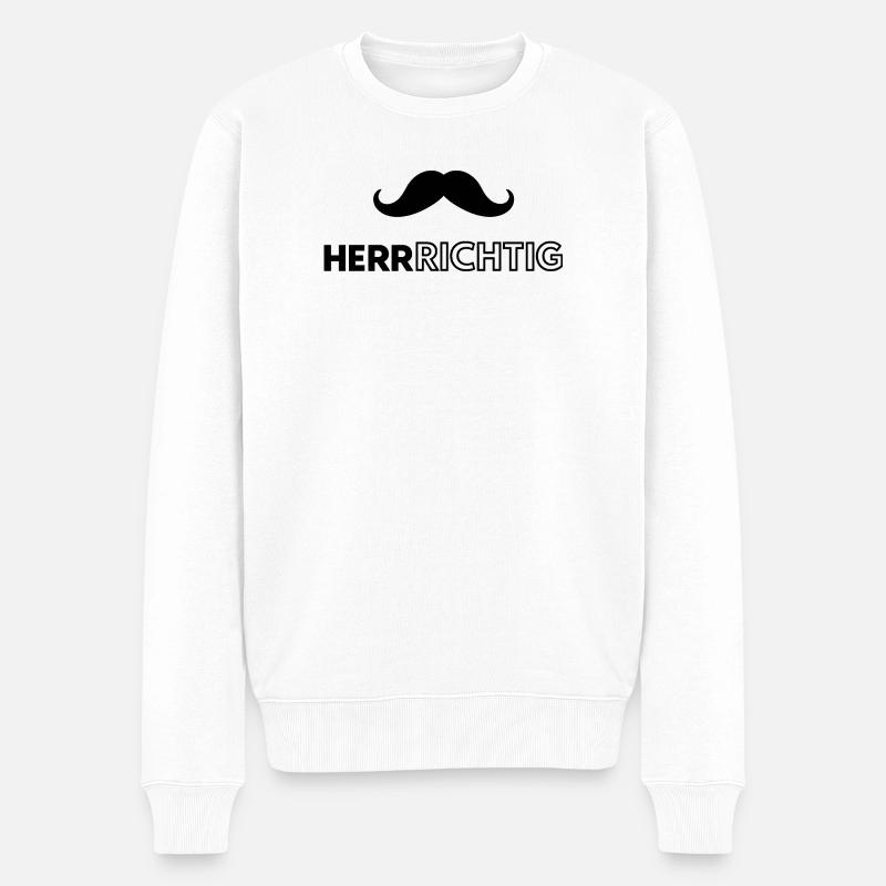 Ich bin der Mann  - Männer Premium Bio Pullover - Weiß