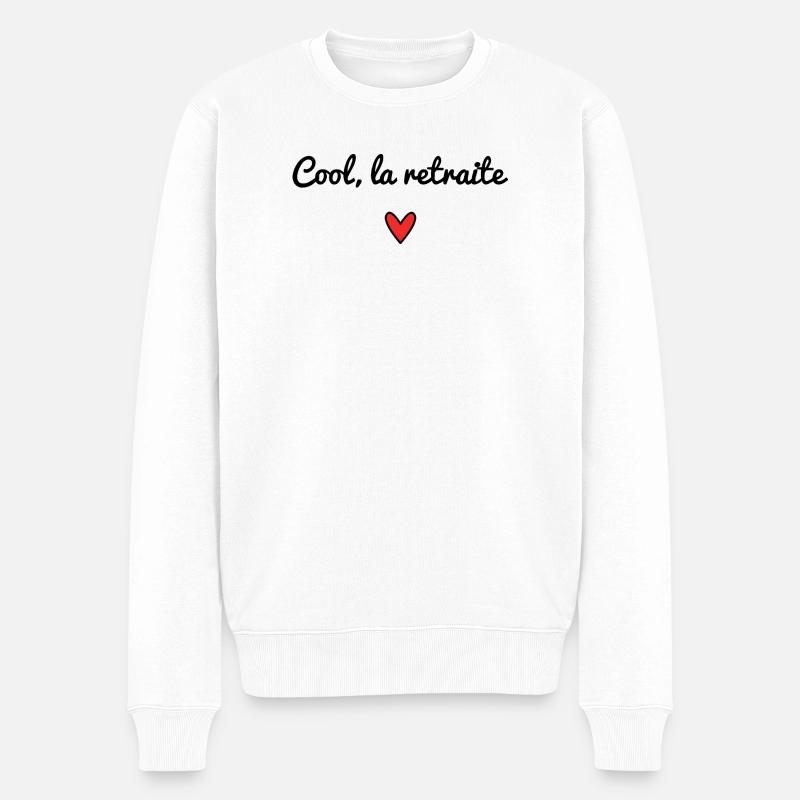 RETRAITE. RETRAITEE. COEUR. BONNE RETRAITE - Pull Premium bio Homme - blanc
