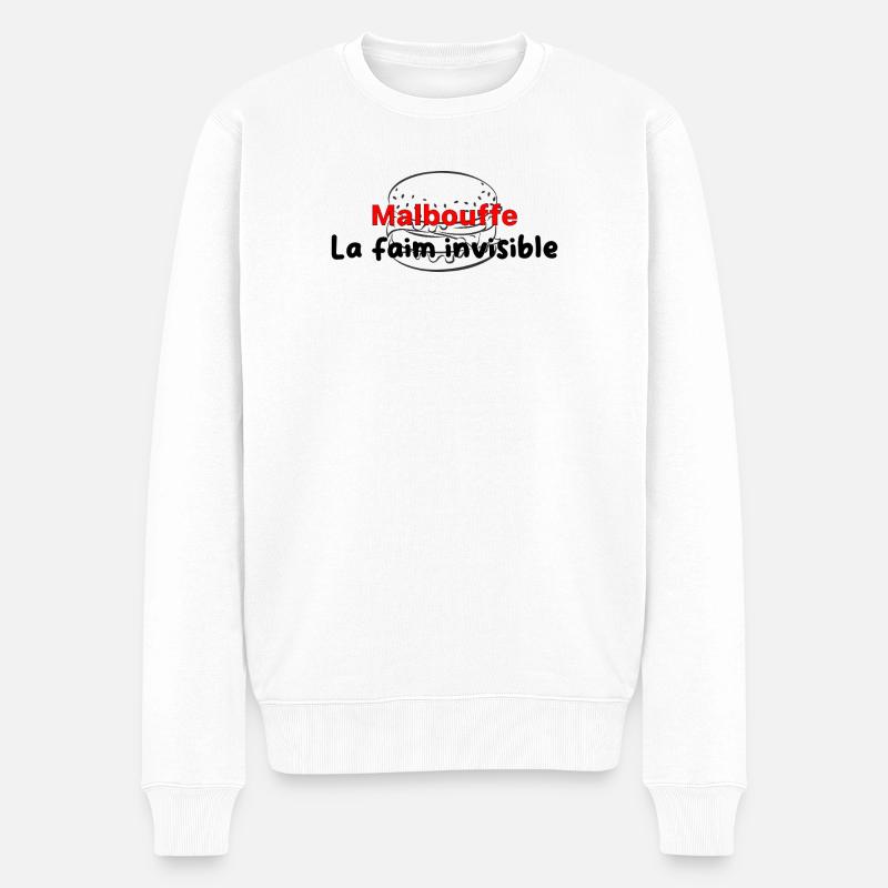 Malbouffe_la_faim_invisibMle - Männer Premium Bio Pullover - Weiß