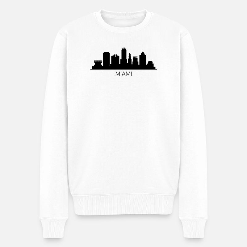 Miami Skyline - Männer Premium Bio Pullover - Weiß