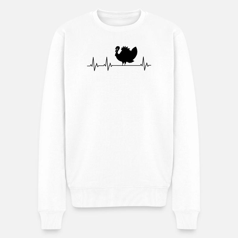 Truthahn - Pute - Erntedankfest - Männer Premium Bio Pullover - Weiß