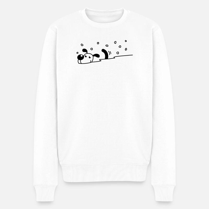 Niedlicher Hund im Schnee - Männer Premium Bio Pullover - Weiß