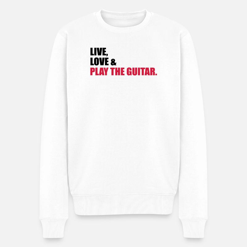 Gitarre - Männer Premium Bio Pullover - Weiß