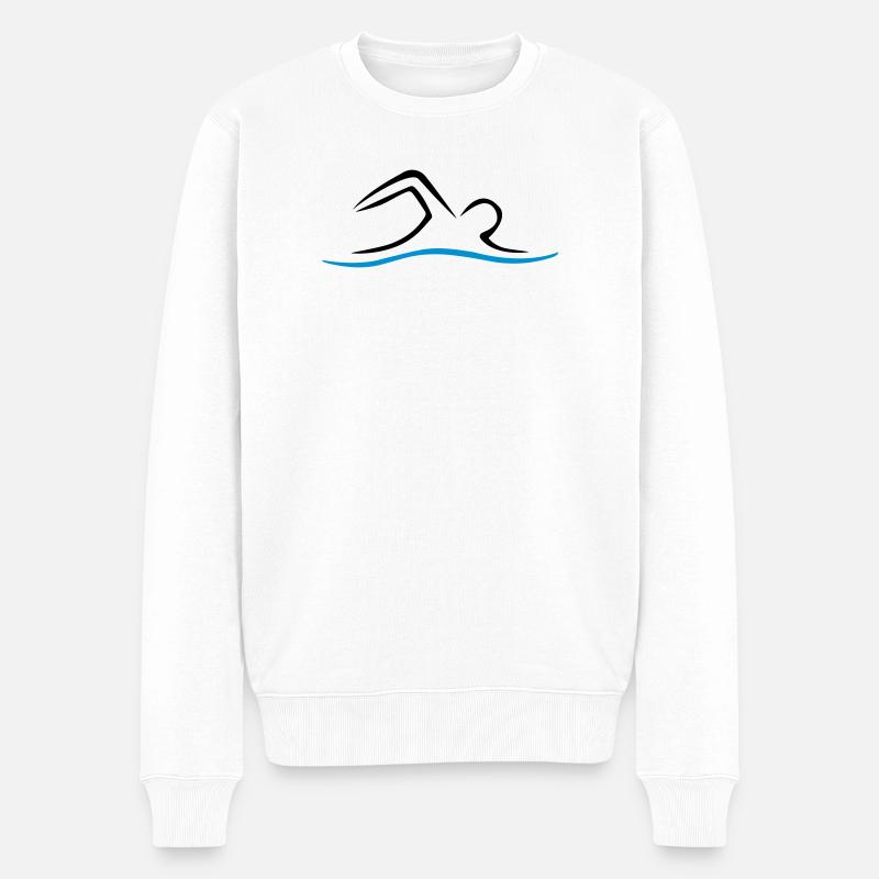 SCHWIMMEN - Männer Premium Bio Pullover - Weiß