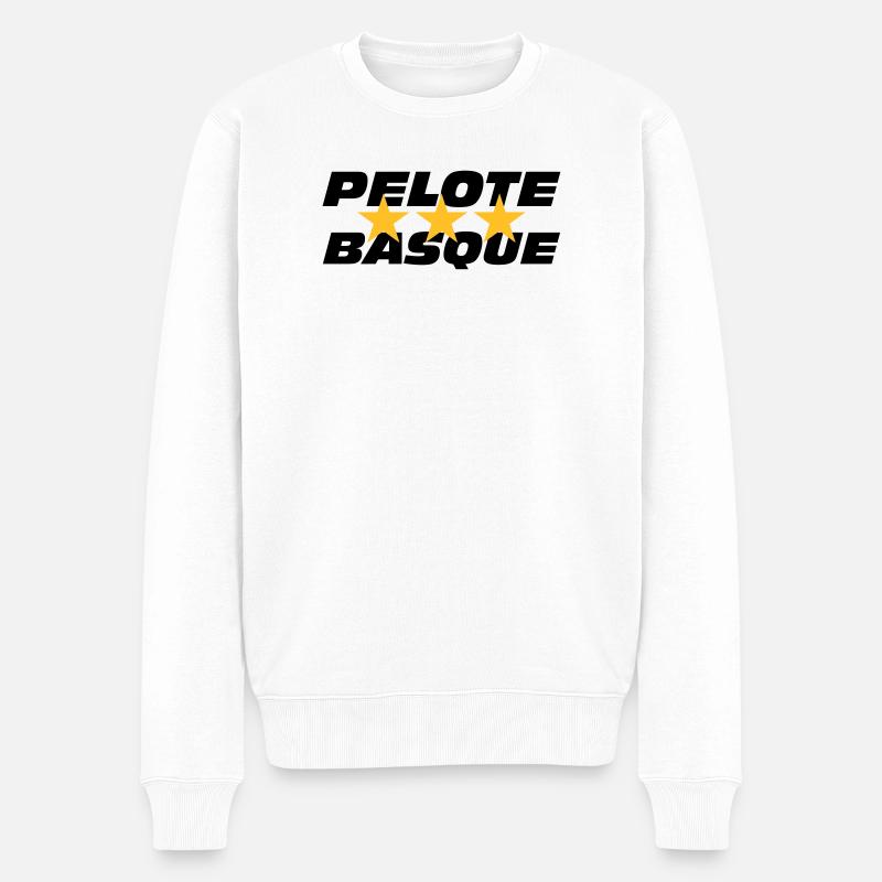 Pelote basque - Männer Premium Bio Pullover - Weiß