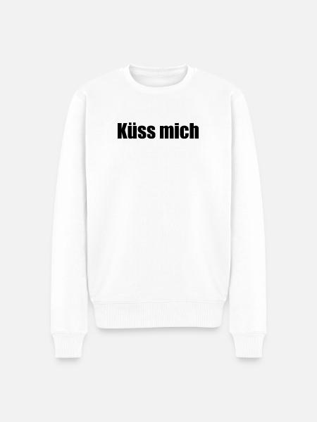 Küss mich - Männer Premium Bio Pullover - Weiß