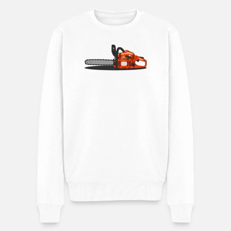 Tronçonneuse - Orange - Pull Premium bio Homme - blanc