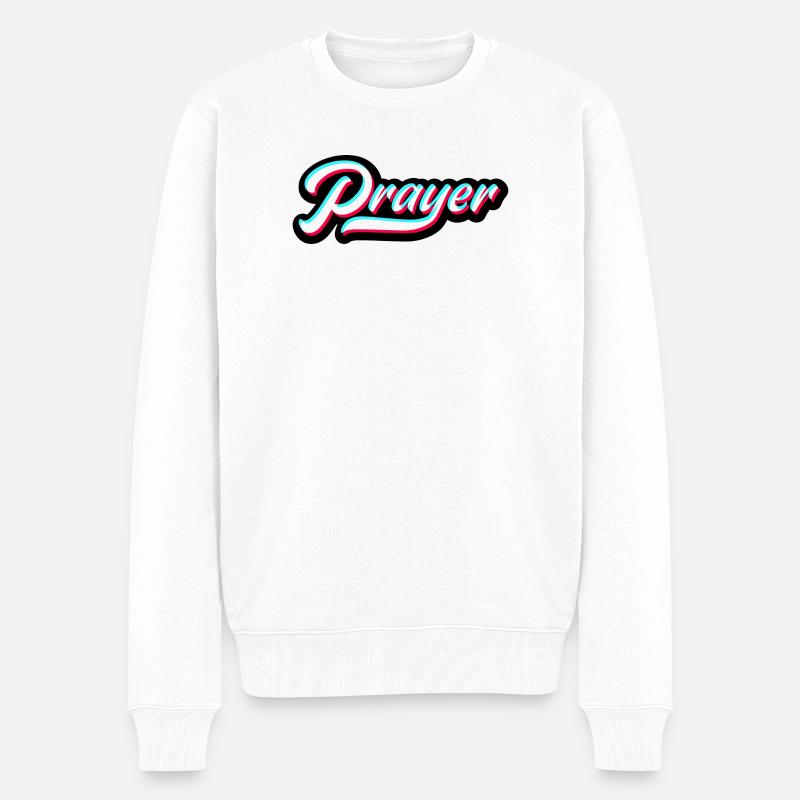 Prière Prayer Motifs chrétiens - Pull Premium bio Homme - blanc