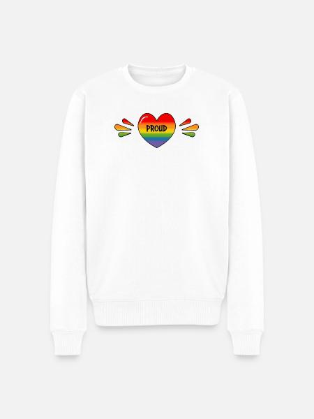Rainbow LGBT Proud Heart - Men's Premium Organic Jumper - white