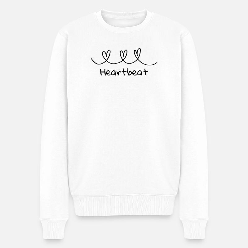 Heartbeat - Männer Premium Bio Pullover - Weiß
